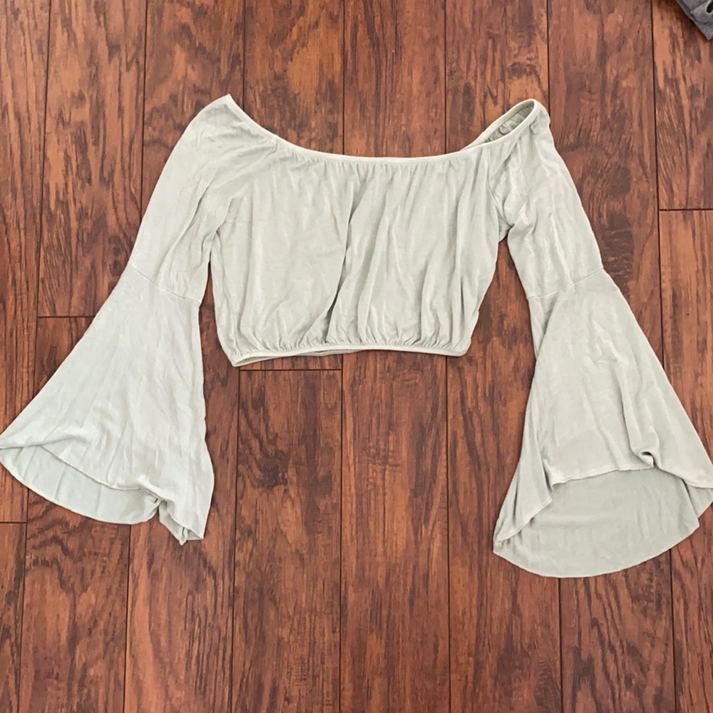 Green off the shoulder top